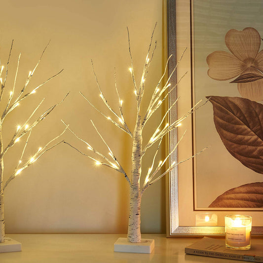 50CM Table Birch Tree 18 LED Battery Operated
