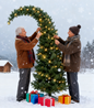 5 Ft Prelit Bent Top Christmas Tree with 300 LEDs and Metal Stand