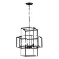 4 Light Metal Lantern Tiered Pendant Hanging Light Fixtures, Industrial Farmhouse Adjustable Height Chandeliers For Dining Room Hallway Foyer Entryway (E12 Bulbs Not Included)
