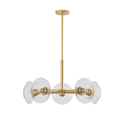 26" Modern Gold 5-Light Sputnik Chandelier with Clear Glass Shades