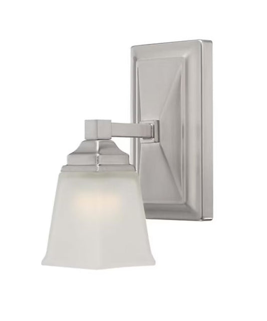 5"W 1-Light LED Bath Vanity Light Fixture Brushed Nickel Finish with Square Shade