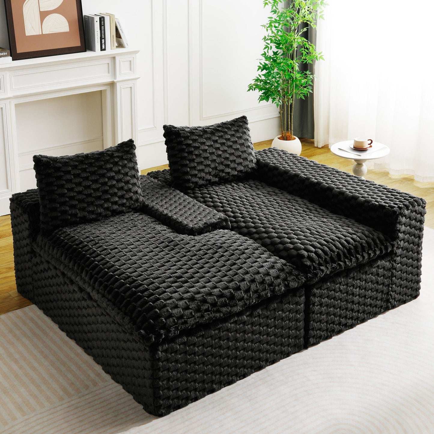 Modular Sofa, Convertible Twin Seat With Chaise Lounge