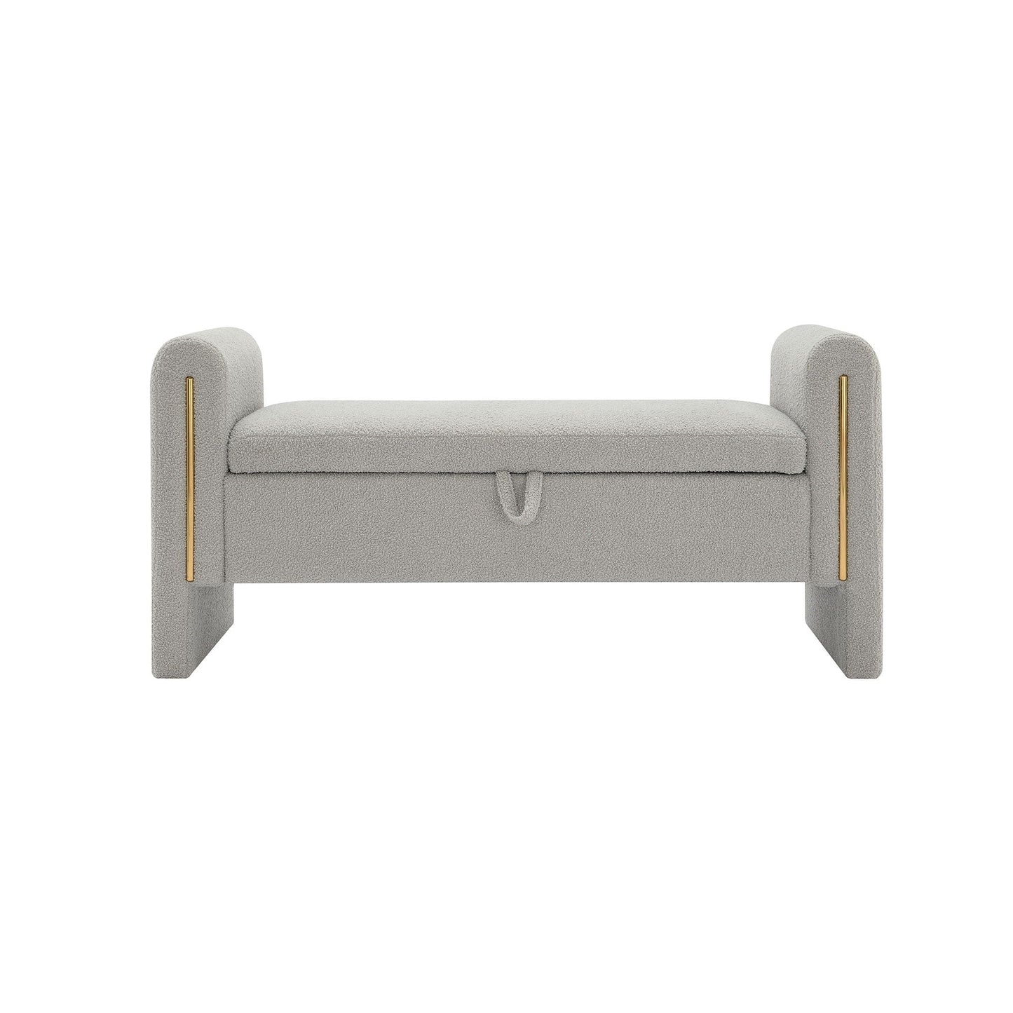 Modern Teddy Upholstered Large Bed End Bench With Arms And Storage
