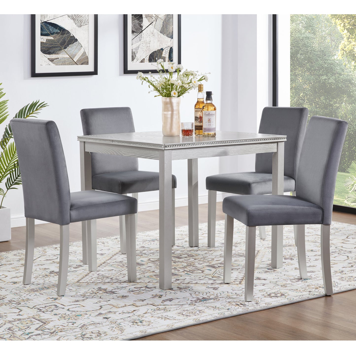 5 Piece Wooden Dining Table Set