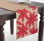 Fennco Styles Holiday Poinsettia Design 100% Jute Table Runner 16" W x 72" L - Red Floral Burlap Table Cover for Christmas, Dining Table, Banquets, Family Gatherings and Special Occasion