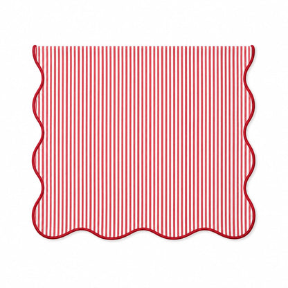 Fennco Styles Scalloped Stripe Table Runner 16 X 72 Inch - Lined Farmhouse Decorative Table Cover for Kitchen, Dining Room, Holiday & Everyday Home Décor (Natural)