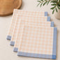 Fennco Styles Farmhouse Gingham Cloth Napkins 20"x20", Set of 4 - Soft Plaid Dinner Napkins with Blue Border for Everyday Dining, Spring Table Décor, Kitchen & Holiday Gatherings