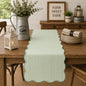 Fennco Styles Scalloped Stripe Table Runner 16 X 72 Inch - Lined Farmhouse Decorative Table Cover for Kitchen, Dining Room, Holiday & Everyday Home Décor (Natural)