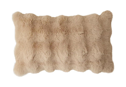 Fennco Styles Luxury Faux Fur Decorative Filled Throw Pillow 18" W x 18" L – Ivory Plush Fluffy Cushion for Couch, Bedroom, Living Room and Office Décor