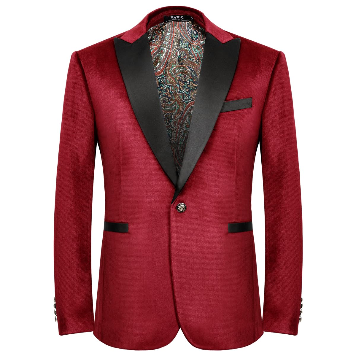 WYWK Men's Velvet Blazer One Button Casual Tuxedo