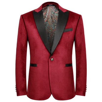 WYWK Men's Velvet Blazer One Button Casual Tuxedo