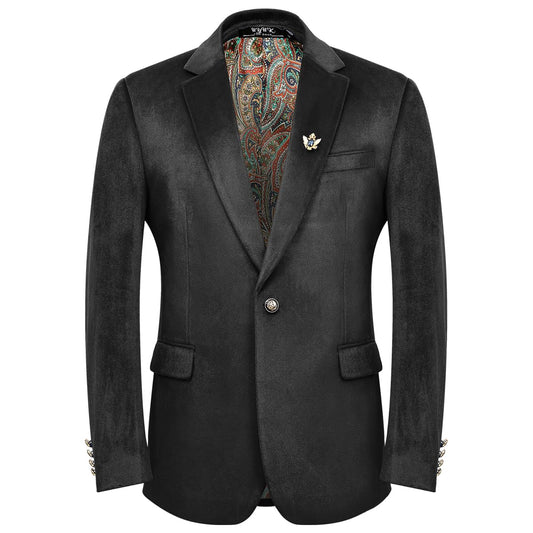 WYWK Men's Velvet Blazer For Dinner Party Wedding Prom Party