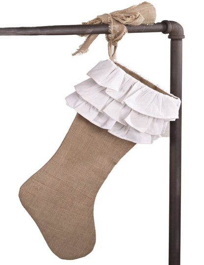 Fennco Styles Capucine Ruffled Holiday Design Burlap Ruffle Stocking 13"x19"