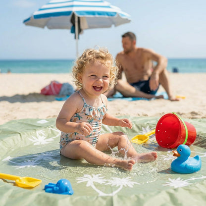 Baby Beach Splash Mat Green, 1 Piece, 78.74 x in Waterproof Polyester Portable Foldable