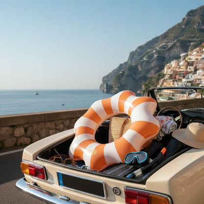Amalfi Scalloped Inflatable Tube Pool Float Ring - Orange & White