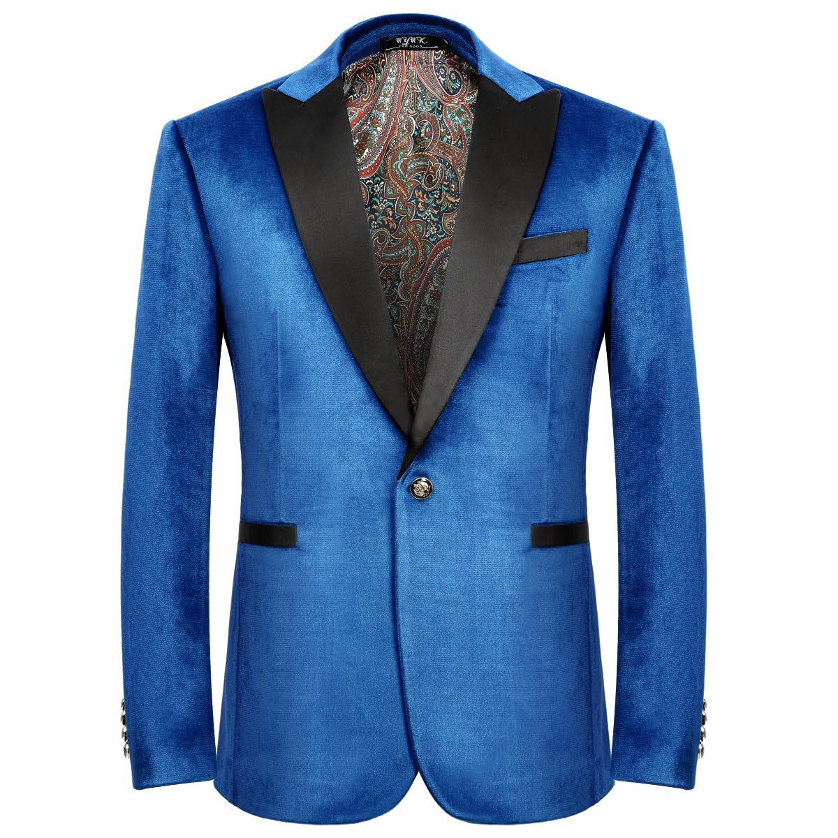WYWK Men's Velvet Blazer One Button Casual Tuxedo