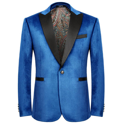 WYWK Men's Velvet Blazer One Button Casual Tuxedo