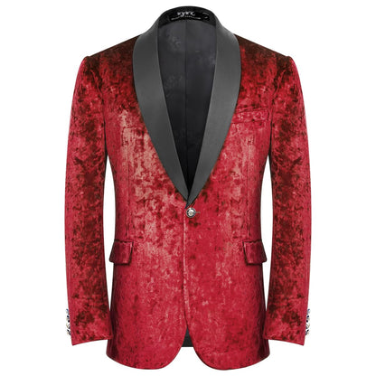 WYWK Men's Velvet One Button Blazer