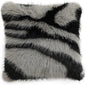 Fennco Styles Zebra Stripe Faux Fur Animal Design Decorative Throw Pillow Cover 18" W x 18" L – Grey Plush Cushion Case for Couch, Bedroom, Living Room and Office Décor