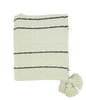 Fennco Styles Stripe Cotton Throw Blanket with Chunky Tassel 50" W x 60" L - Ivory Woven Blanket for Couch, Bedroom, Living Room and Office Décor