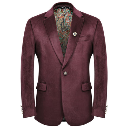 WYWK Men's Velvet Blazer For Dinner Party Wedding Prom Party