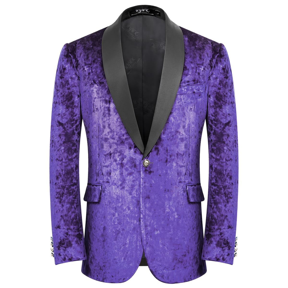WYWK Men's Velvet One Button Blazer