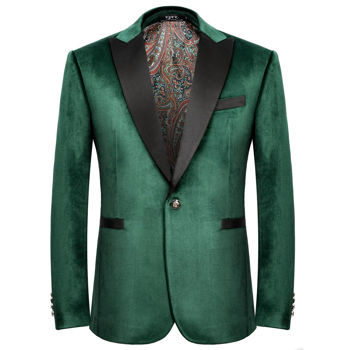 WYWK Men's Velvet Blazer One Button Casual Tuxedo