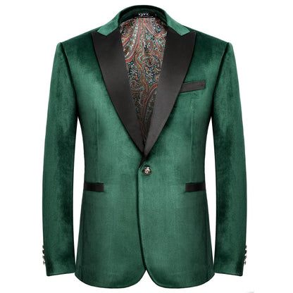 WYWK Men's Velvet Blazer One Button Casual Tuxedo