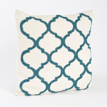 Fennco Styles Moroccan Design Down Filled Decorative Cotton Throw Pillow 18" W x 18" L - Geometric Accent Cushion for Couch, Home, Living Room, Bedroom, Office and Holiday Décor