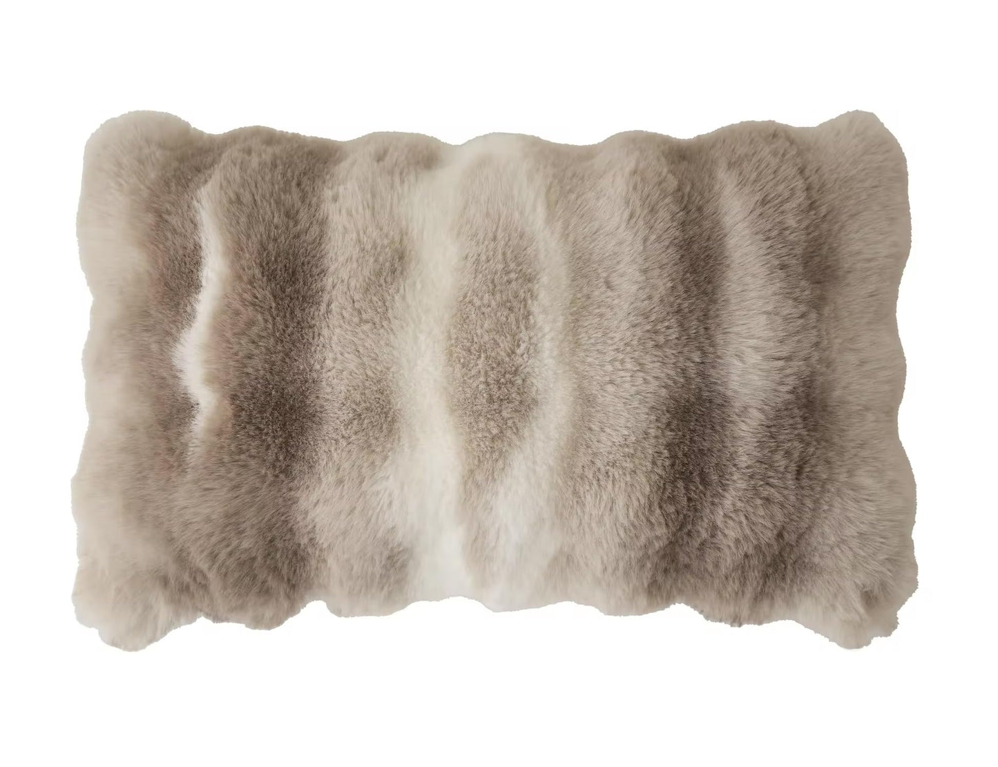 Fennco Styles Luxury Faux Fur Decorative Throw Pillow Cover 18" W X 18" L – Ivory Plush Fluffy Cushion Case for Couch, Bedroom, Living Room and Office Décor