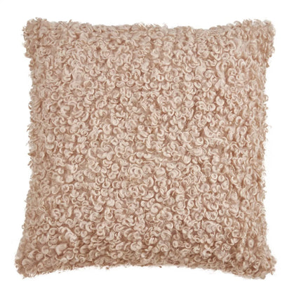 Fennco Styles Cozy Faux Lamb Fur Decorative Throw Pillow 18" W x 18" L – Ivory Cushion for Couch, Bedroom, Living Room and Office Décor