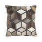 Fennco Styles Diamond Patchwork Hair On Leather Decorative Throw Pillow Cover 16" W x 16" L - Black & White Cushion Case for Home, Couch, Bedroom, Living Room and Office Décor