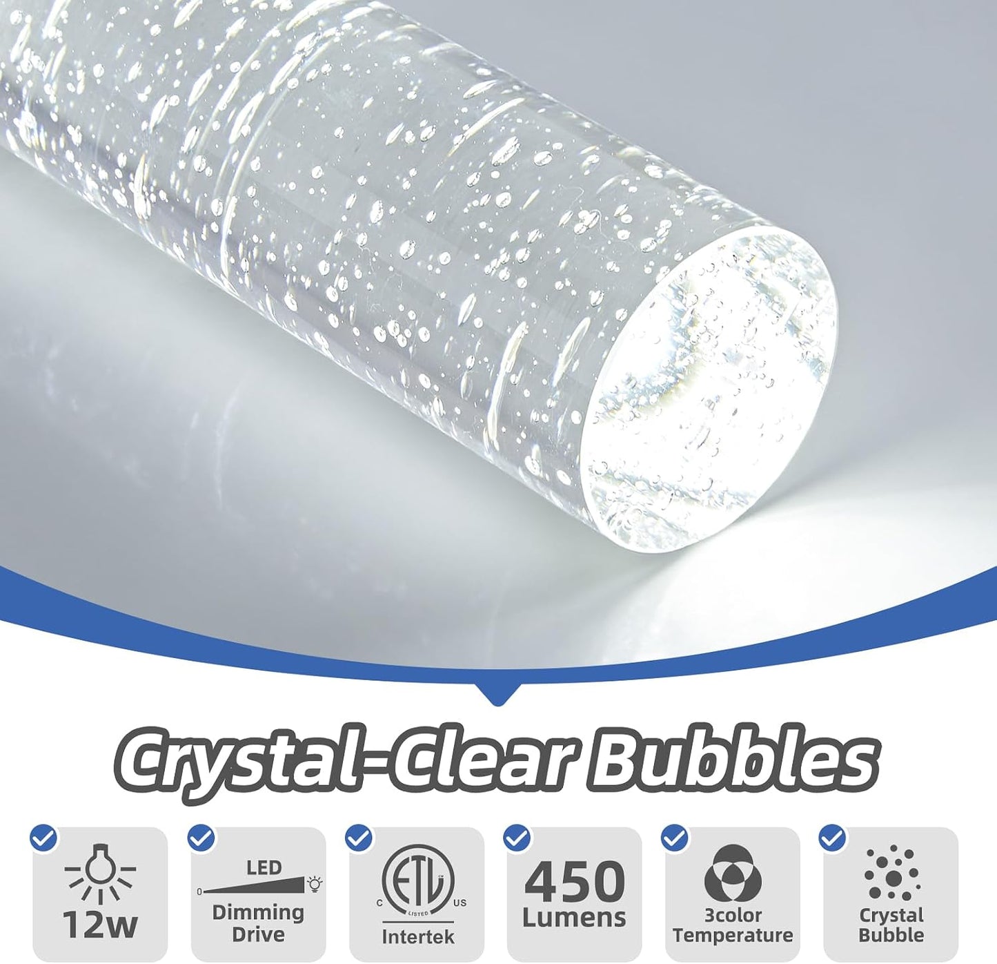 Crystal Pendant Light Fixtures | 3CCT Dimmable LED Mini Island Lights for Kitchen, 9.6" Chrome, 2700K-6000K, ETL