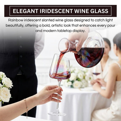 Slanted Iridescent Wine Glass, Single 15.8oz 9.84in Clear Glass
