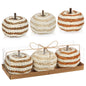 Hollyone Fall Pumpkin Decor 3 PCS Faux Rattan Pumpkins Small Orange Brown