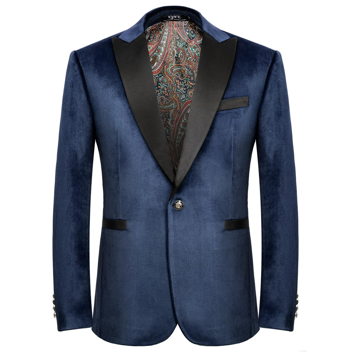 WYWK Men's Velvet Blazer One Button Casual Tuxedo
