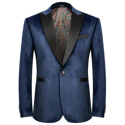 WYWK Men's Velvet Blazer One Button Casual Tuxedo
