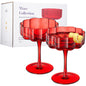 Flower Vintage Wavy Glass Coupes Martini, Champagne & Cocktail Coupes - Set of 2