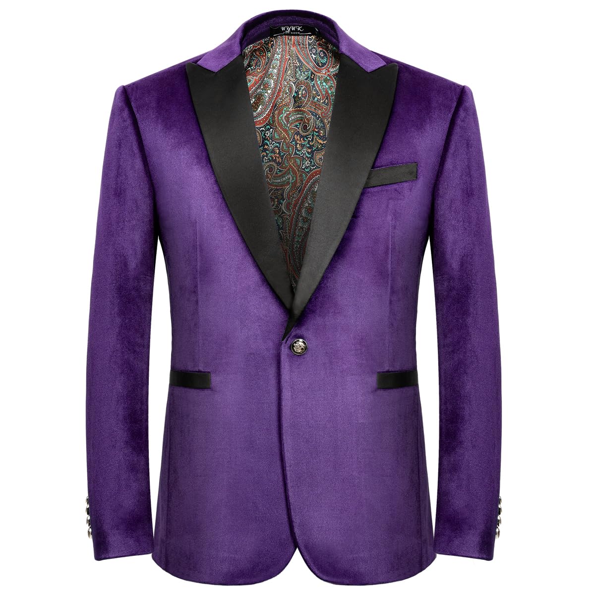WYWK Men's Velvet Blazer One Button Casual Tuxedo