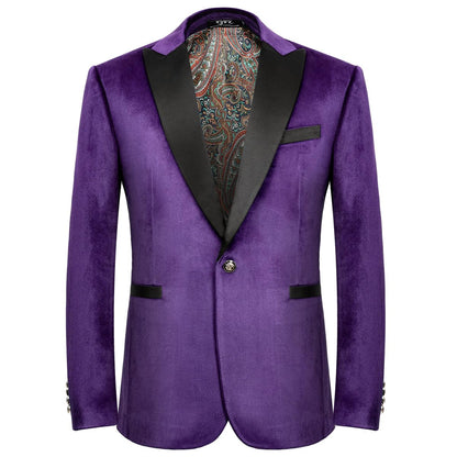 WYWK Men's Velvet Blazer One Button Casual Tuxedo