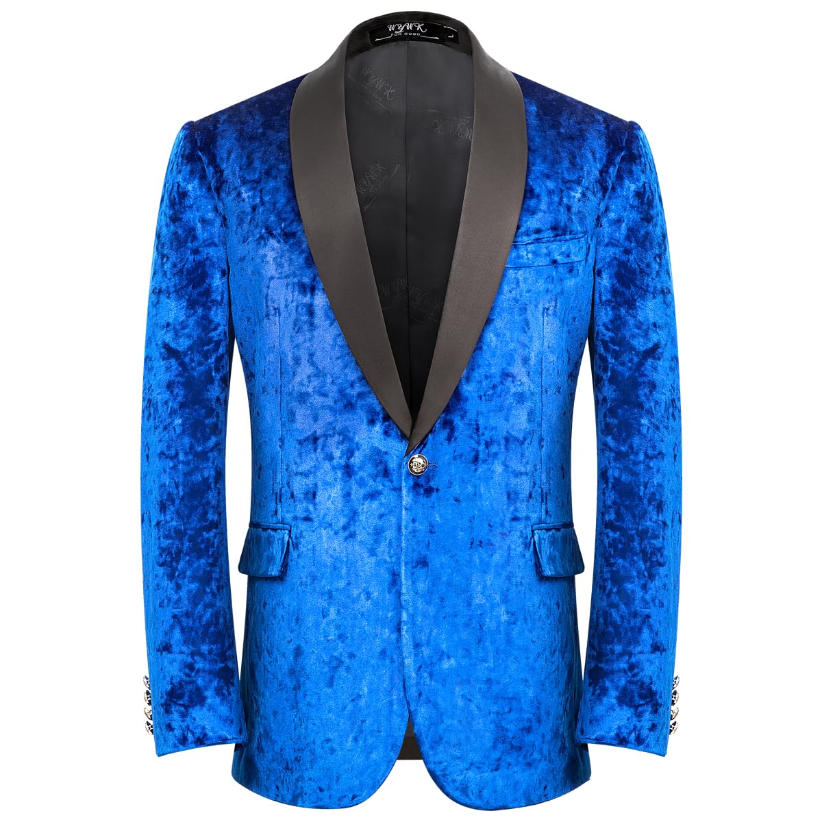 WYWK Men's Velvet One Button Blazer