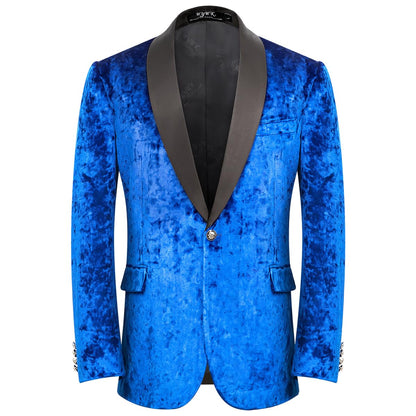 WYWK Men's Velvet One Button Blazer