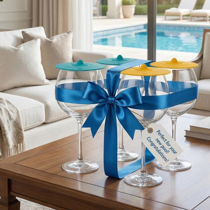 Floating Wine Glasses for Pool with Lids (Set of 4) – 21oz
