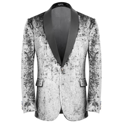 WYWK Men's Velvet One Button Blazer