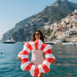 Amalfi Scalloped Inflatable Tube Pool Float Ring - Red & White
