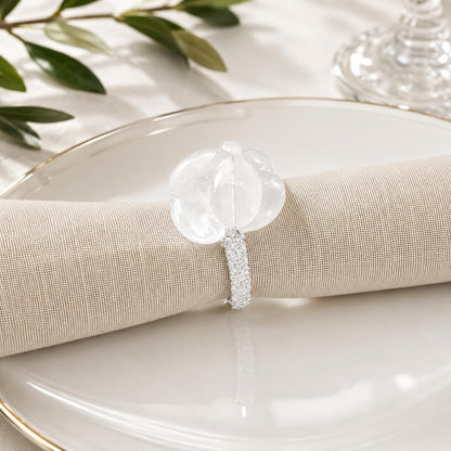 Fennco Styles Brown Gemstone Beaded Napkin Rings, Set of 4 - Handmade Decorative Napkin Holders for Elegant Table Decor, Weddings, Holiday Dining & Everyday Entertaining