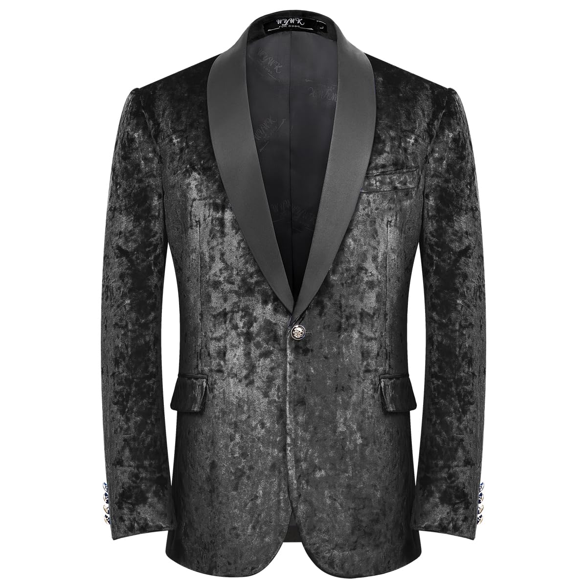WYWK Men's Velvet One Button Blazer