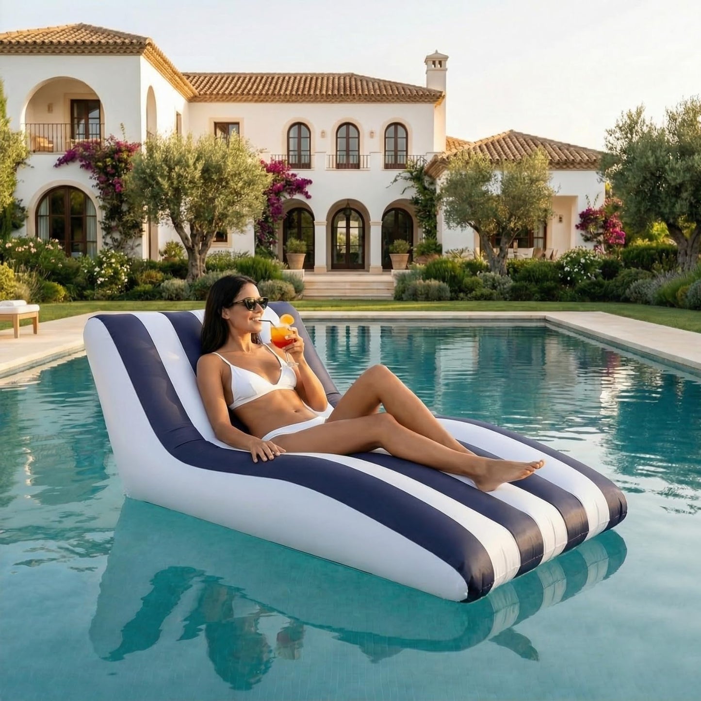Mediterranean Stripe Pool Lounger