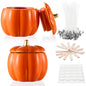 Sliner 2 Pcs 7oz Ceramic Pumpkin Jar Candle Holder Orange Fall Decor
