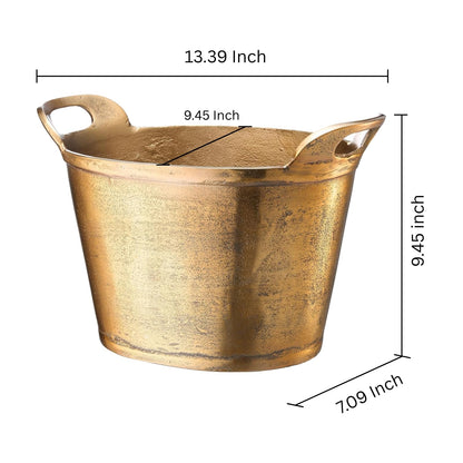 Solid Bronze Gold 12-Quart Double-Walled Insulated Ice Bucket & Champagne Cooler (13.4" x 9.45")